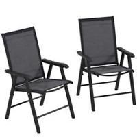 Outsunny 2-PCS Garden Armchairs Outdoor Patio Folding Modern Furniture Grey