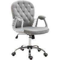 Vinsetto Office Chair Ergonomic 360 Swivel Diamond Tufted Home Work Velour Padded Base 5 Castor Wheels Grey