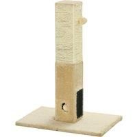 PawHut Jute Cat Scratching Post w/ Carpet Base Hanging Toy - Beige