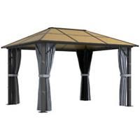 Outsunny 3 x 3.6m Hardtop Gazebo with Aluminium Frame and Curtains