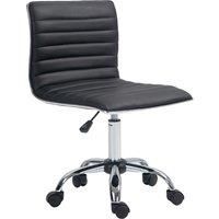 Vinsetto Adjustable Swivel Office Chair with Armless Mid-Back in PU Leather and Chrome Base - Black