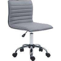 HOMCOM Adjustable Swivel Office Chair with Armless Mid-back In PU Leather and Chrome Base - Light Grey