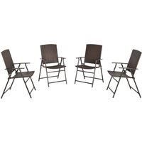 Outsunny 4pcs Rattan Chair Garden Furniture Wicker Foldable Chair Steel Frame for Poolside Garden