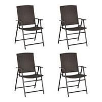 Outsunny 4pcs Rattan Chair Foldable Garden Furniture w/ Armrest Steel Frame