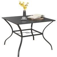 Outsunny Garden Table with Parasol Hole for Four, Slatted Metal Plate Top Grey, Dark Grey