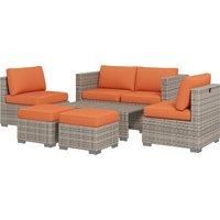 Outsunny 8 Piece Outdoor Patio Furniture Set, Rattan Sofa Set with Footstools and Coffee Tables