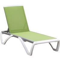 Outsunny Portable Outdoor Chaise Lounge Sun Lounger with Adjustable Back, Breathable Texteline, Green