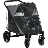 PawHut 4 Wheel Pet Stroller with Rain Cover for Medium and Large Dogs - Black Aosom UK