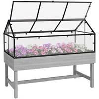 Outsunny Raised Garden Bed with Polycarbonate Panel and Top Vent for Vegetables