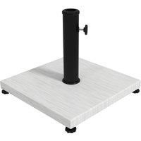 Outsunny 12kg Garden Parasol Base with Adjustable Foot Pad, Concrete Umbrella Stand with Wood Effect Decorative Base and Adjustable Knob
