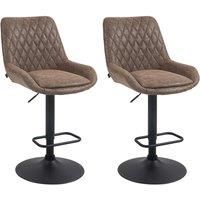 HOMCOM Adjustable Bar Stools Set Of 2 Retro Swivel Kitchen Stool With Back Footrest