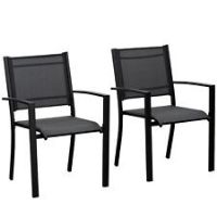 Outsunny 2 PCs Patio Dining Chair Outdoor Mesh Seat Bistro Chair Black