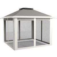Outsunny Pop Up Canopy Tent with Double Roof, Zipped Mesh Sidewalls, Carrying Bag, Height Adjustable for Patio Garden, Dark Grey