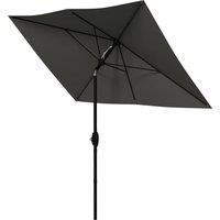 Outsunny 2 x 3(m) Garden Parasol Umbrella, Rectangular Outdoor Market Umbrella Sun Shade with Crank & Push Button Tilt, 6 Ribs, Aluminium Pole