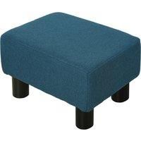 HOMCOM Linen Fabric Footstool Ottoman Cube with 4 Plastic Legs