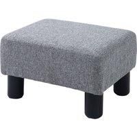 HOMCOM Linen Fabric Footstool Ottoman Cube with 4 Plastic Legs