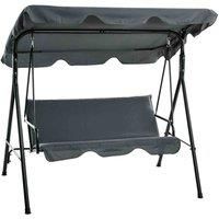 Outsunny Outdoor Metal Hammock Swing Chair 3-Seater Patio Bench Garden Grey, Grey