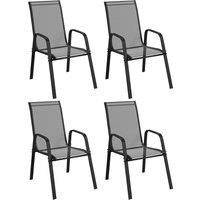 Outsunny Set of Four Stackable Mesh Seat Chairs - Black
