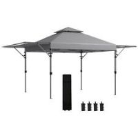 Outsunny 5 x 3(m) Pop Up Gazebo, Instant Shelter with Extend Dual Awning, Grey
