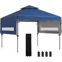 Outsunny 5 x 3(m) Pop Up Gazebo with Extend Dual Awnings, 1 Person Easy up Marquee Party Tent with 1-Button Push, Double Roof, Sandbags,