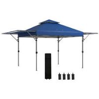 Outsunny 5 x 3(m) Pop Up Gazebo, Instant Shelter with Extend Dual Awning, Blue