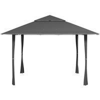 Outsunny 4 x 4m Pop-up Gazebo Double Roof Canopy Tent with UV Proof, Roller Bag & Adjustable Legs Outdoor Party, Steel Frame, Dark Grey