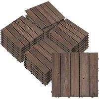 Outsunny 27pc Floor Tiles Interlocking Solid Wood DIY Deck Tiles Outdoor Black