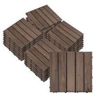 Outsunny 27pc Floor Tiles Interlocking Solid Wood DIY Deck Tiles Outdoor Black