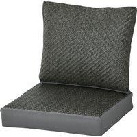 Outsunny Replacement Cushions for Patio Chairs, 2-Piece Back and Seat Pillow Set, Fabric & PE Rattan, Grey
