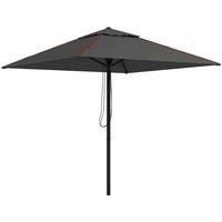 Outsunny 2M Garden Parasol Umbrella with Vent, Sun Shade Canopy with 4 Ribs, Piping Side, Umbrella for Garden Table, Balcony and Outdoor, Charcoal Grey