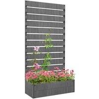 Outsunny Raised Garden Bed with Trellis Standing Patio Planter Box Dark Grey, Grey