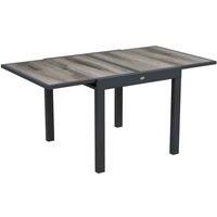 Outsunny Extending Garden Table, Outdoor Dining Table for 6, Aluminium Frame Rectangular Patio Table with Plastic Board Tabletop,80/160L x 80W x 75H cm, Grey