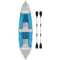 Outsunny Inflatable Kayak, Two-Person Inflatable Canoe Boat Set with Air Pump, Aluminium Oars, 318 x 80 x 50cm - Blue