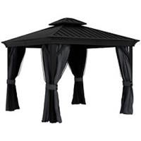 Outsunny 3 x 3.7m Aluminium Outdoor Hardtop Gazebo Canopy 2-Tier Roof Dark Grey