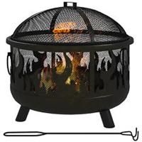 Outsunny 61.5cm 2-In-1 Outdoor Fire Pit & Firewood BBQ Garden Cooker Heater