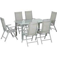 Outsunny 7pc Dining Set, Table and 6 Chairs Aluminium - Grey