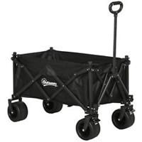 Outsunny Foldable Garden Cart, Outdoor Utility Wagon with Carry Bag, Black