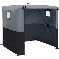 Outsunny Pop Up Gazebo with Sides, 2m x 2m Easy One Person Setup Party Tent with Carry Bag, Stakes, Ropes, Folding Multifunctional Instant Shelter, Black and Grey