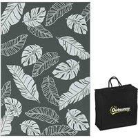 Outsunny Reversible Outdoor Rug with Carry Bag, Waterproof Plastic Straw Mat for Garden, Deck, RV, Picnic, Beach, Camping, 182 x 274cm, Grey and White