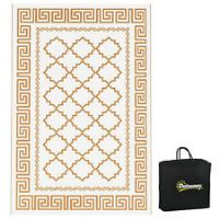 Outsunny Reversible Waterproof Outdoor Rug W/ Carry Bag, 182 x 274cm, Brown