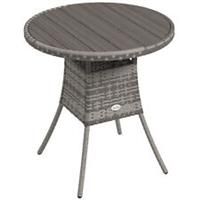 Outsunny Outdoor PE Rattan Dining Table w/ Wood-plastic Composite Top, Grey