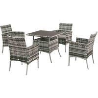 Outsunny 4 Seater Rattan Garden Furniture Set - Grey