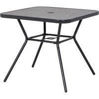 Outsunny Square Outdoor Table, Patio Bistro Coffee Table with Faux-marbled Top and 42mm Umbrella Hole for Garden