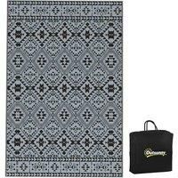 Outsunny Reversible Outdoor Rug with Carry Bag, Waterproof Plastic Straw Mat for Garden, Deck, RV, Picnic, Beach, Camping, 182 x 274cm, Black and Grey