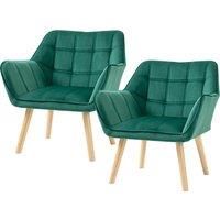 HOMCOM Armchair Accent Chair, Vanity Chair with Wide Arms, Slanted Back, Padding, Wooden Legs, Home Furniture Seating, Set of 2