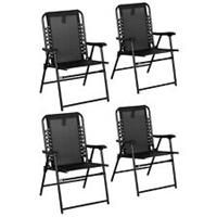 Outsunny 4Pcs Outdoor Patio Folding Chairs, Portable Garden Loungers Black