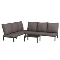 Outsunny 3-PCS PE Rattan Lounge Set, Aluminium Recliner Sofa Bed Set, Grey