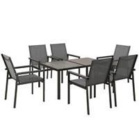 Outsunny 7 Piece Garden Dining Set, Outdoor Table and 6 Chairs, Grey