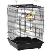 PawHut 59cm Bird Cage with Openable Top, Stand, Tray, Handles, Feeding Bowls