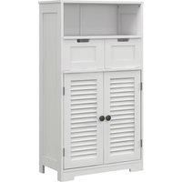 Bathroom Storage Cabinet White MDF 61W x 30.5D x 109.5Hcm Open Shelf Drawers